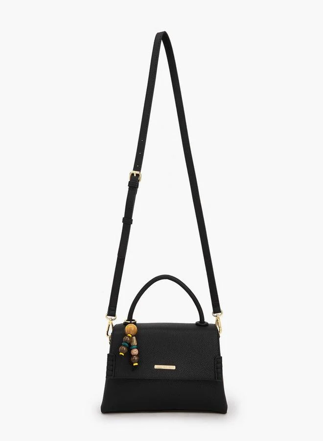 Celeste Textured Satchel Bag with Bag Charm